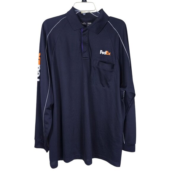 FedEx Black Reflective Delivery Polo Shirt Men XL Pocket Stretch Collared Active - Picture 1 of 9